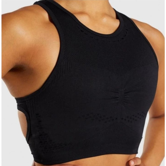 GYMSHARK FLAWLESS KNIT SPORTS BRA BLACK Small - Picture 3 of 10